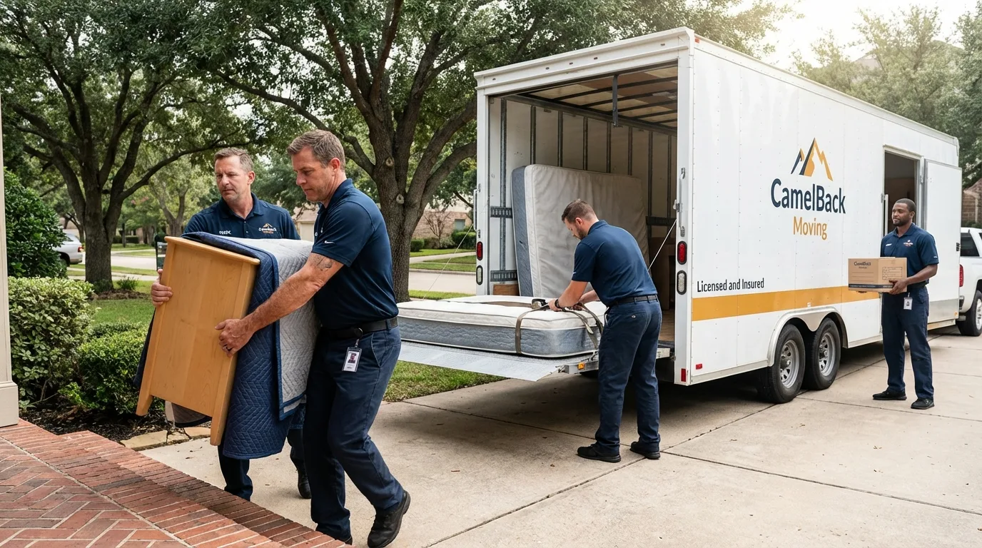 Crew loading residential truck for cross-state move from Dobbs Ferry, NY