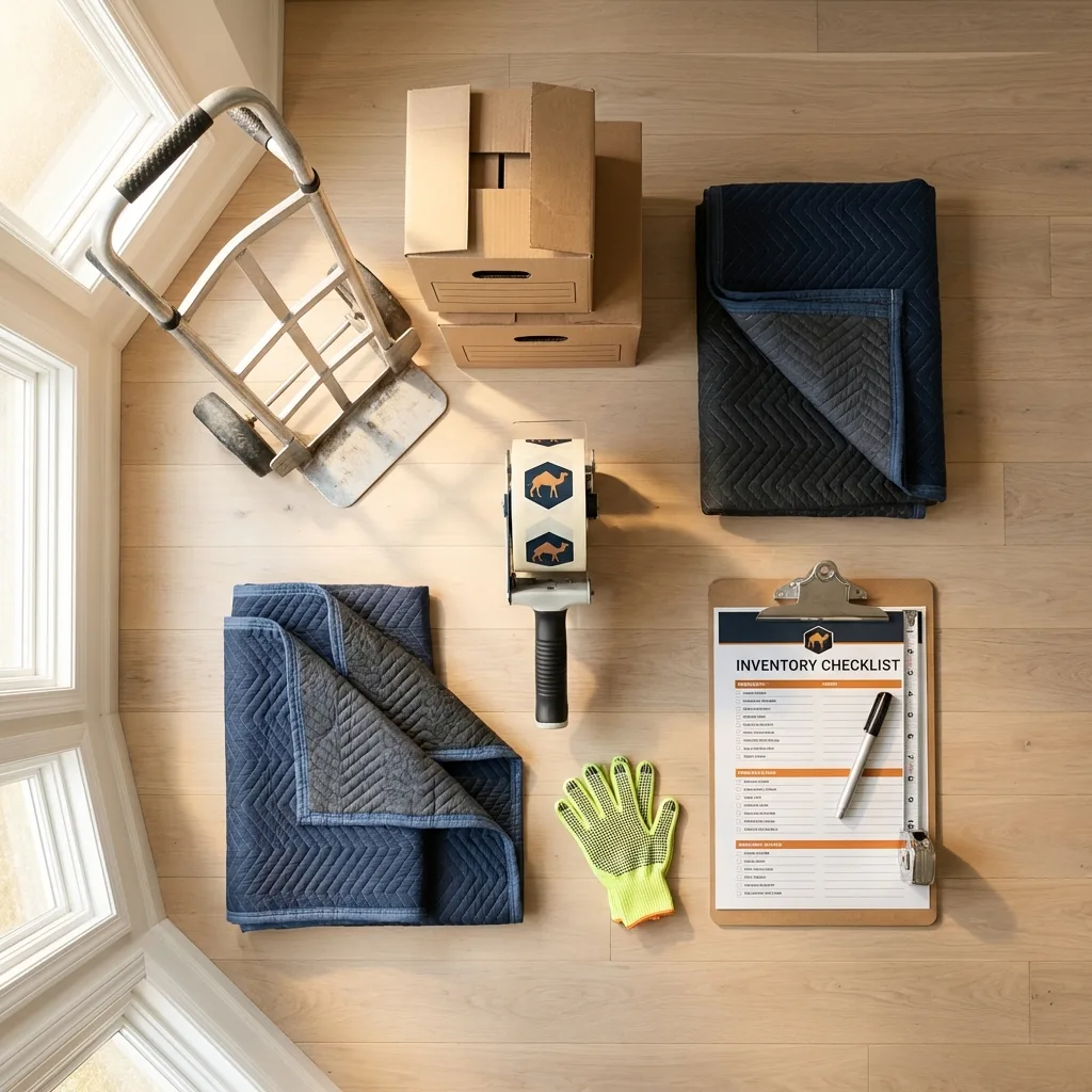 Professional moving supplies and packing materials layout for Dobbs Ferry residential relocations